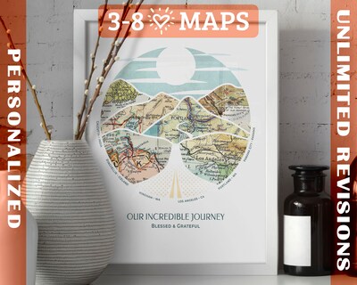 Personalized Map Art Wanderlust Mothers Day Fathers Gift Mom Dad Grandma Grandpa Parent Aunt Hero Meaningful Unique Printable Digital Travel - image1
